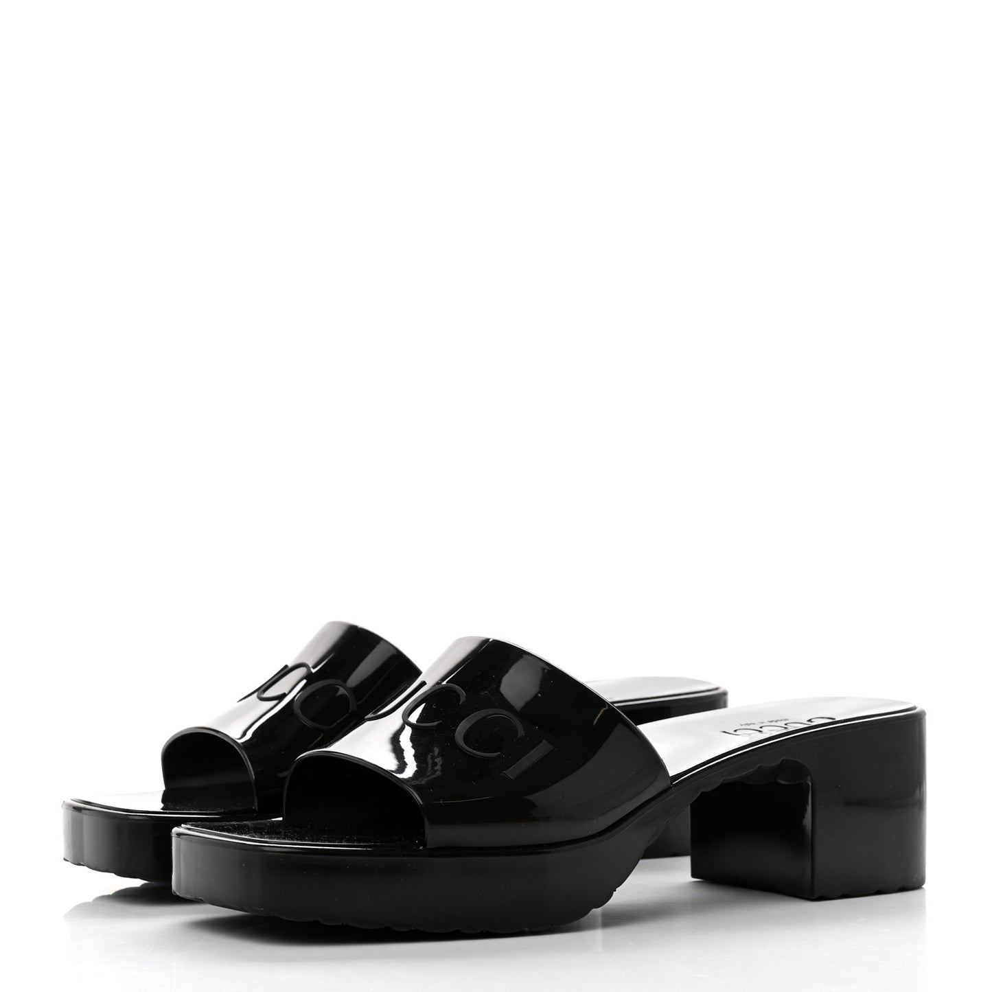 Rubber Gucci Logo Womens Platform 20/60mm Slide Sandals 37 Black