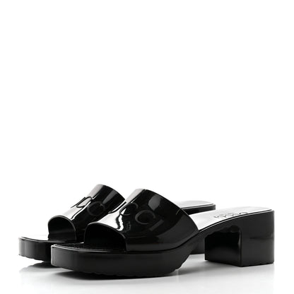 Gucci Rubber Gucci Logo Womens Platform 20/60mm Slide Sandals 37 Black 3 of 9