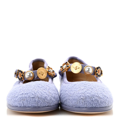 Chanel Wool Tweed Patent Mary Jane Flats 37.5 Lilac 3 of 11