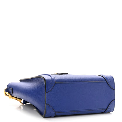 Celine Drummed Calfskin Nano Luggage Indigo 4 of 9