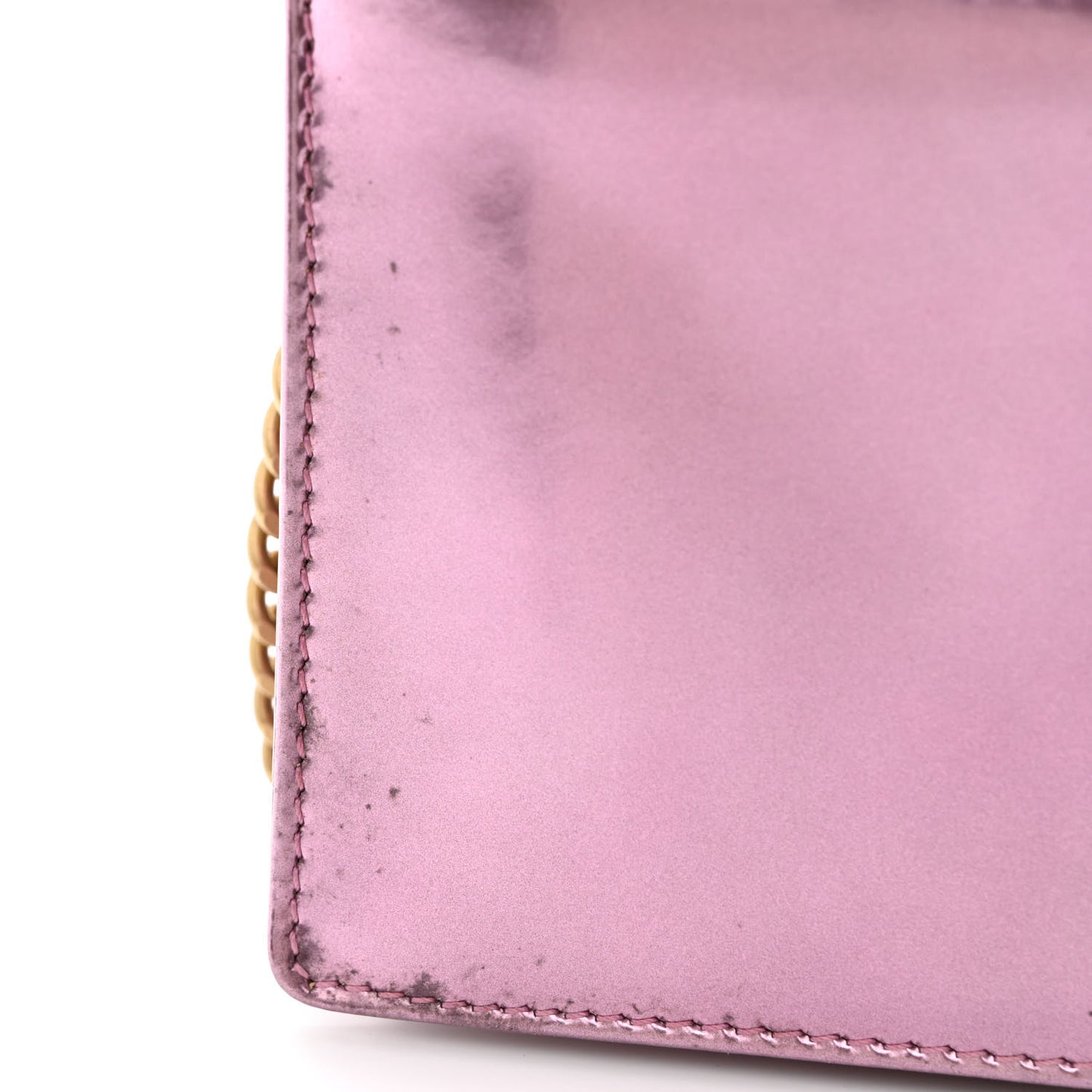 Metallic Patent Studded Diorama Wallet on Chain Pouch Pink