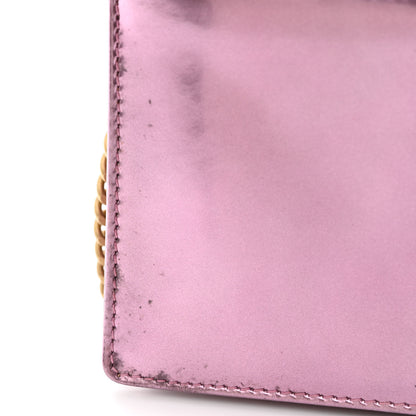 Christian Dior Metallic Patent Studded Diorama Wallet on Chain Pouch Pink 12 of 13