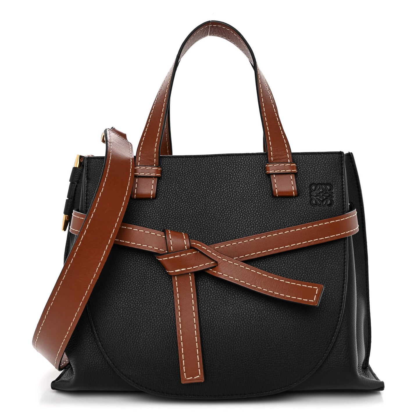 Calfskin Small Gate Tote Pecan Black