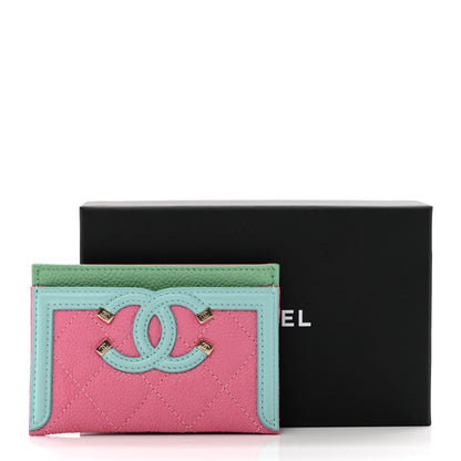 Chanel Caviar Quilted CC Filigree Card Holder Pink Blue Green 9 of 9
