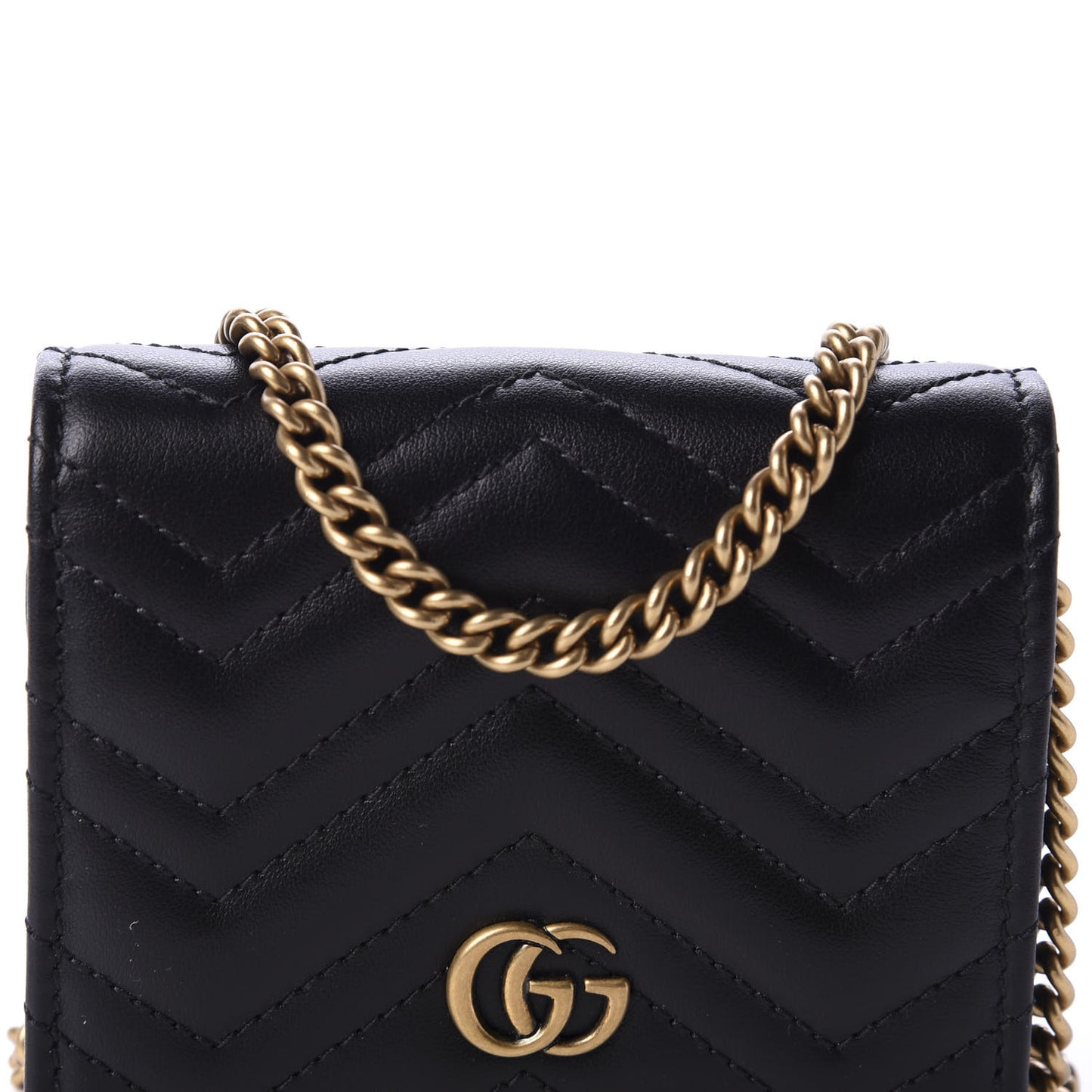 Calfskin Matelasse GG Marmont Mini Wallet On Chain Black