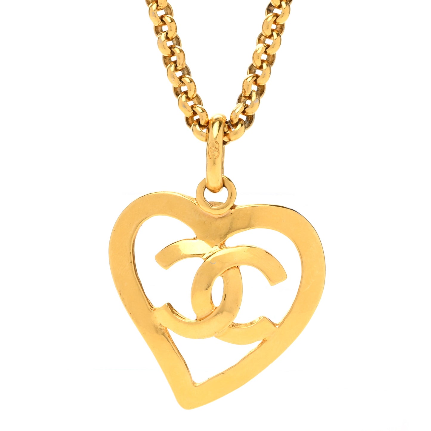 CC Heart Chain Pendant Necklace Gold