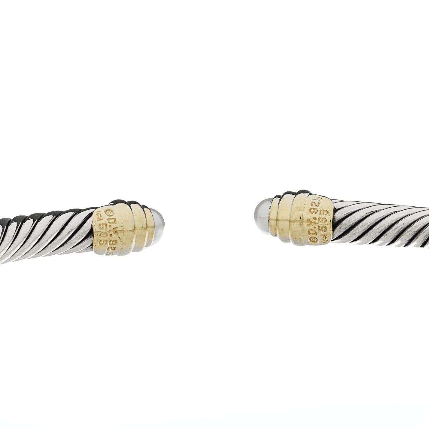 Sterling Silver 14K Yellow Gold Cultured Pearl 5mm Cable Classics Petite Color Bracelet