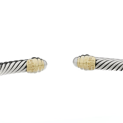 David Yurman Sterling Silver 14K Yellow Gold Cultured Pearl 5mm Cable Classics Petite Color Bracelet 3 of 3