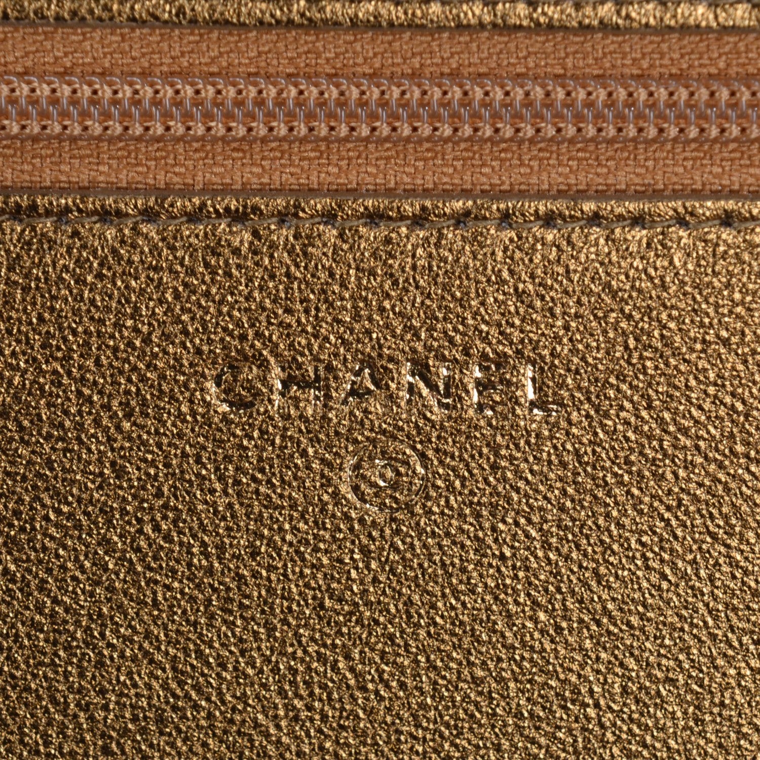 Chanel Metallic Lambskin Quilted Diamond CC Wallet On Chain WOC Bronze 6 of 8