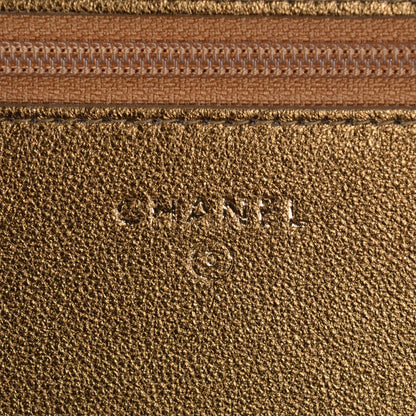Chanel Metallic Lambskin Quilted Diamond CC Wallet On Chain WOC Bronze 6 of 8