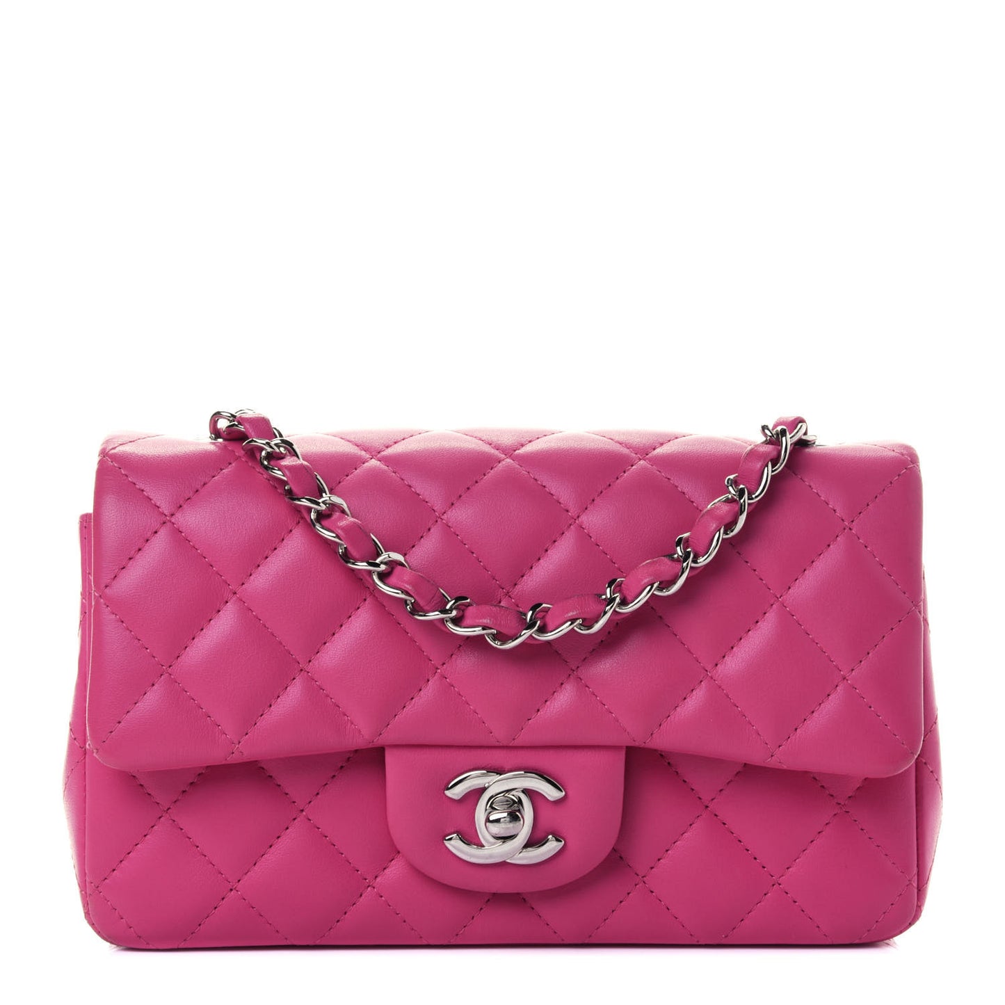 Lambskin Quilted Mini Rectangular Flap Pink