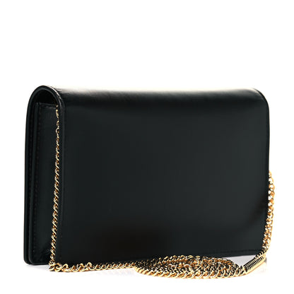 Fendi Vitello King Tamponato Logo Embossed Medium Wallet On Chain Black 3 of 9
