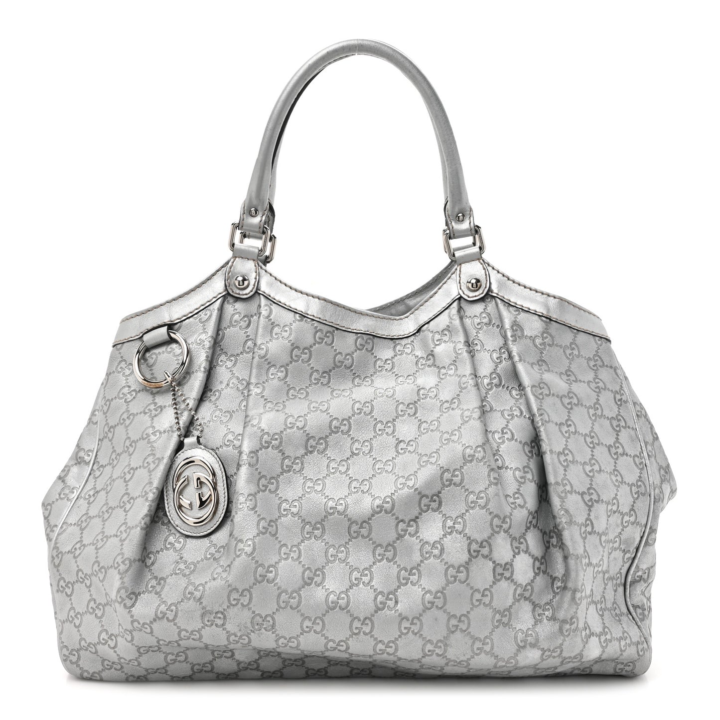 Guccissima Large Sukey Tote Silver