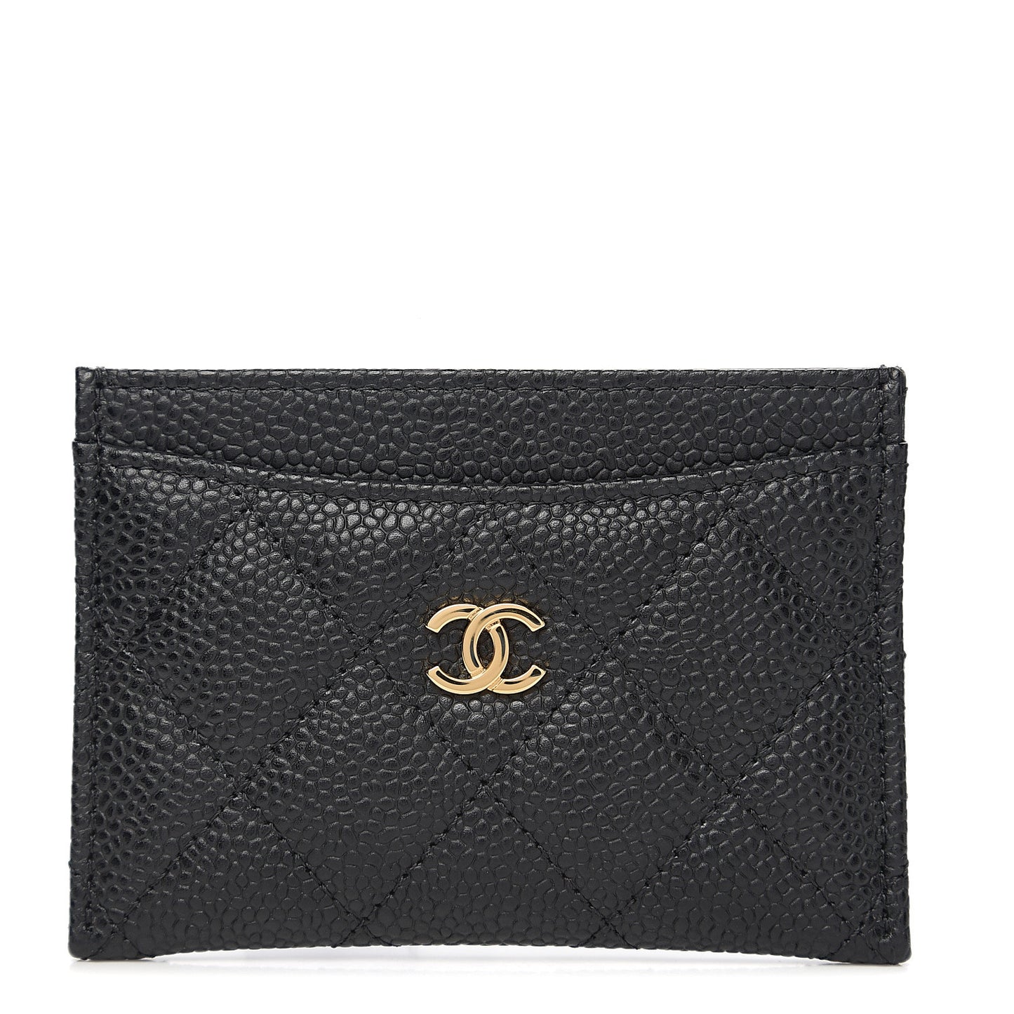 Caviar Quilted Card Holder Black