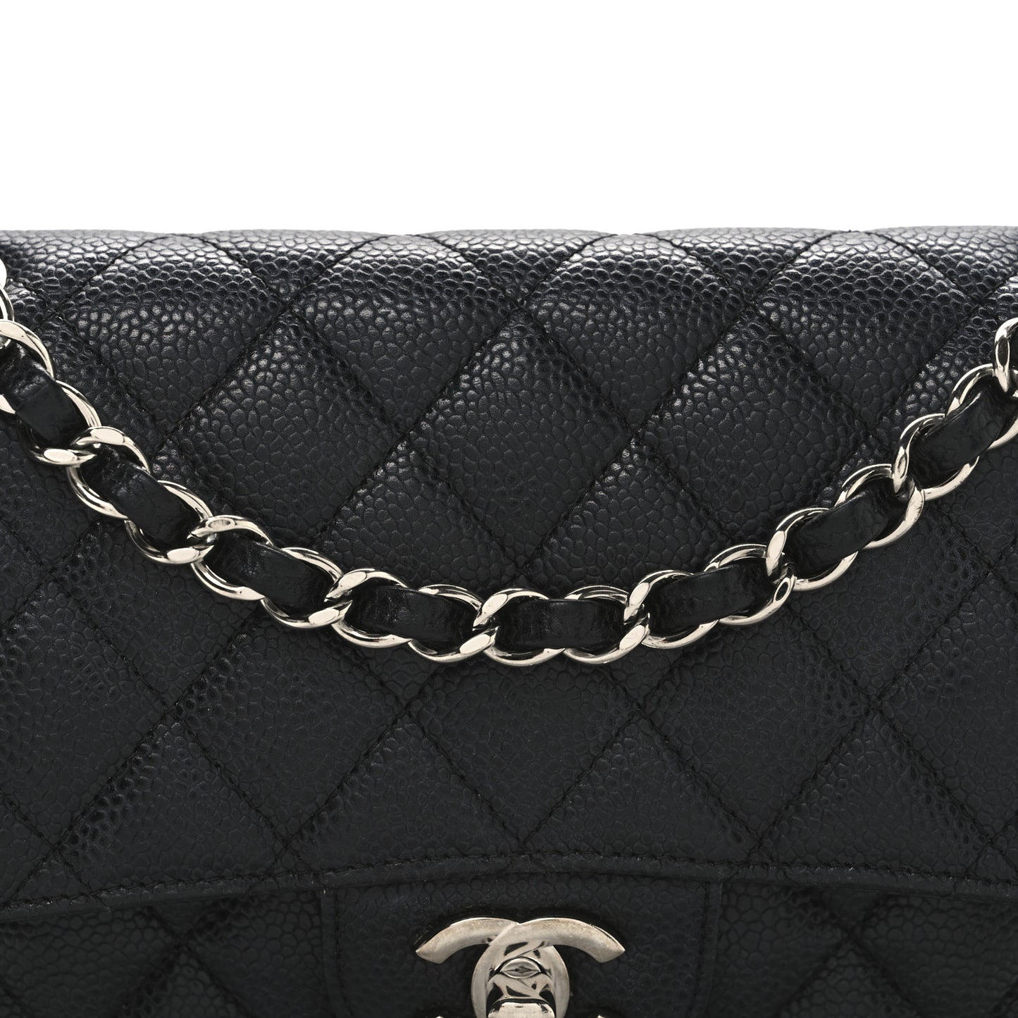 Caviar Quilted Small Double Flap Black