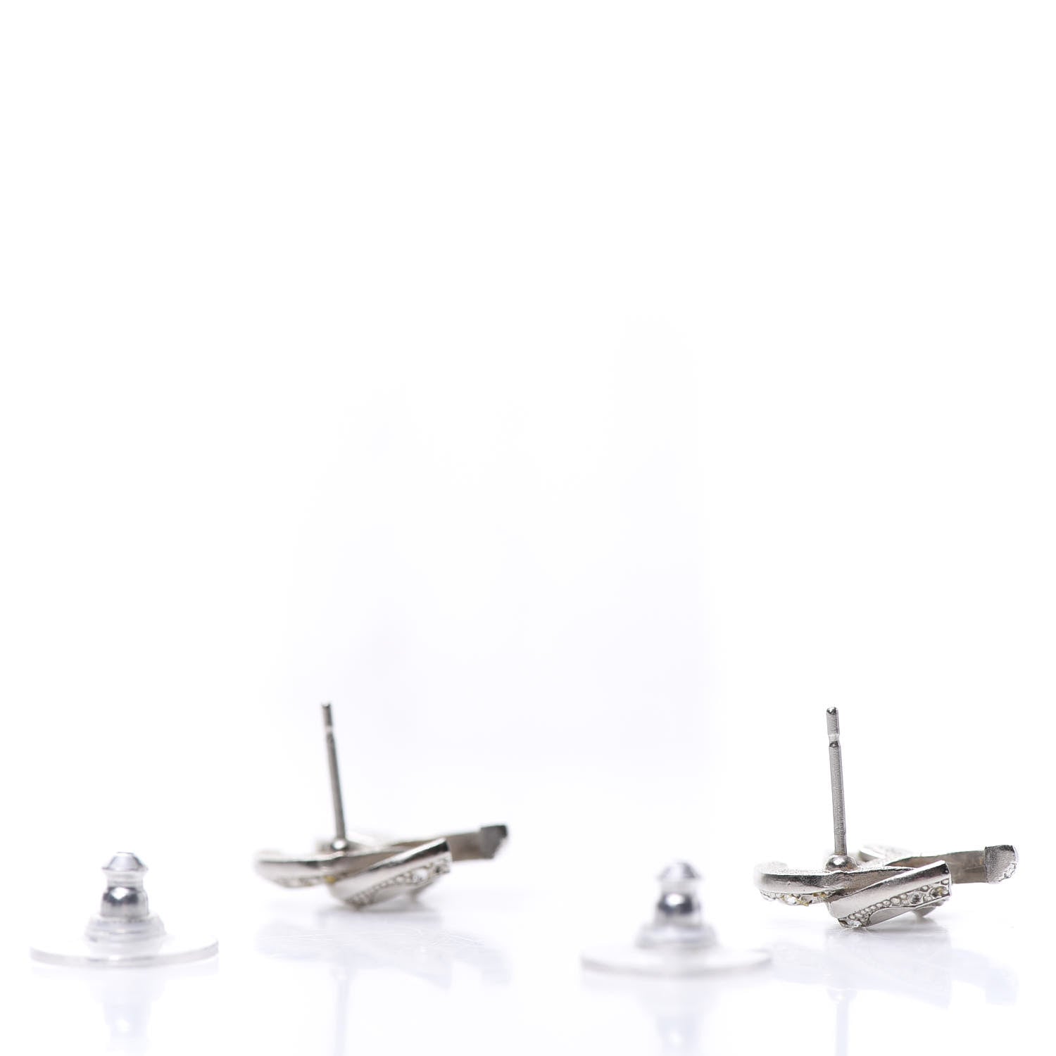 Chanel Crystal CC Earrings Silver 3 of 6