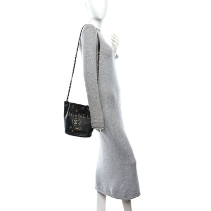 Chanel Caviar Deauville Drawstring Bucket Bag Black 2 of 11