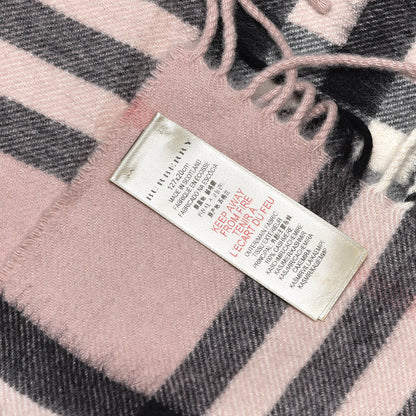 Burberry Cashmere Giant Heritage Check Fringe Scarf Ash Rose 5 of 5