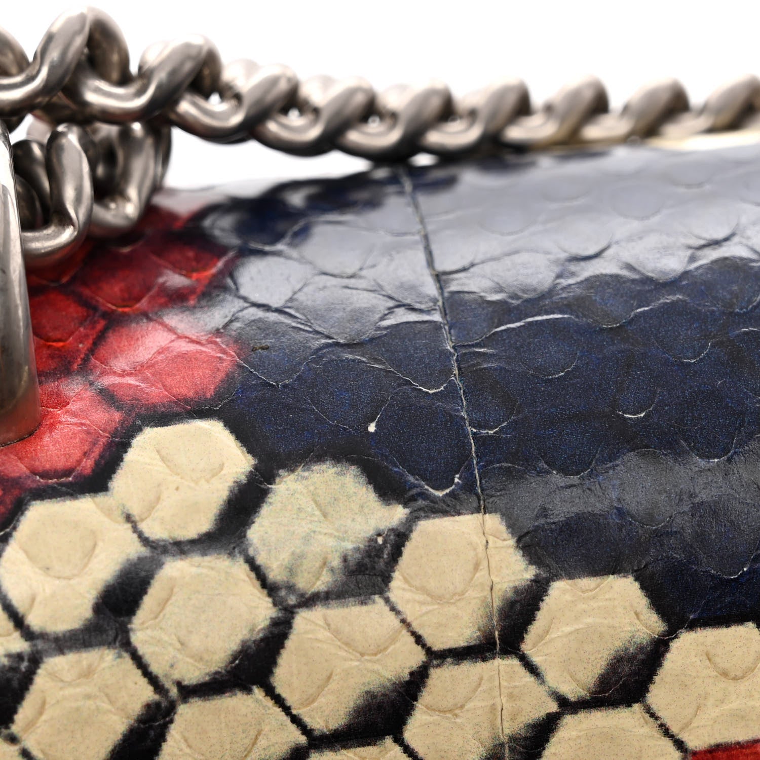 Gucci Snakeskin Cubic Medium Dionysus Shoulder Bag Red White Blue 12 of 12