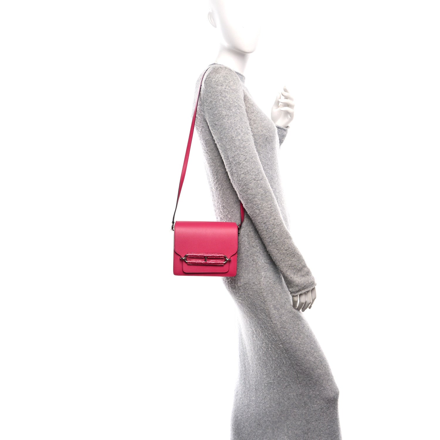 Hermes Evercolor Matte Alligator Mini Touch Sac Roulis Rose Mexico 3 of 13