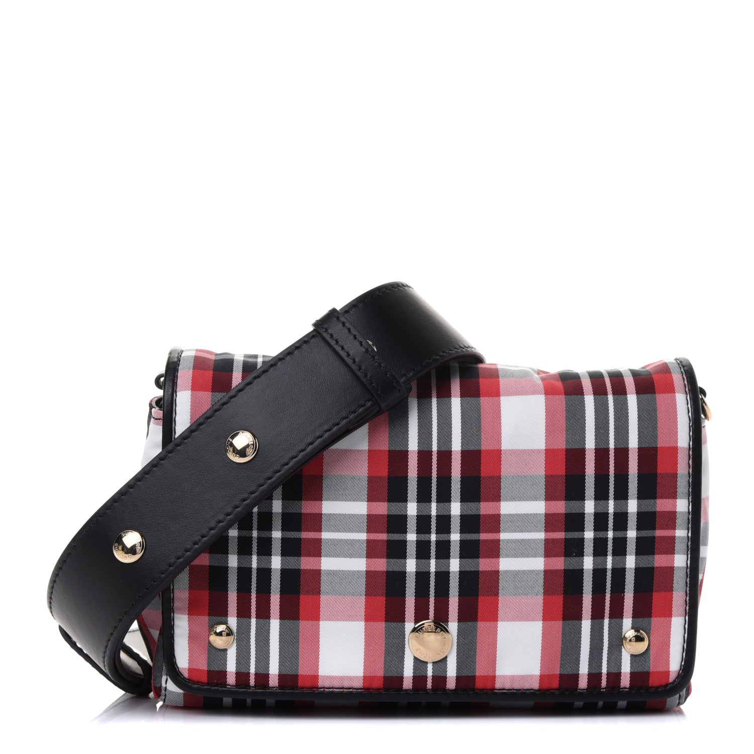 Burberry Calfskin Nylon Tartan Note Crossbody Bag Bright Red 1 of 4