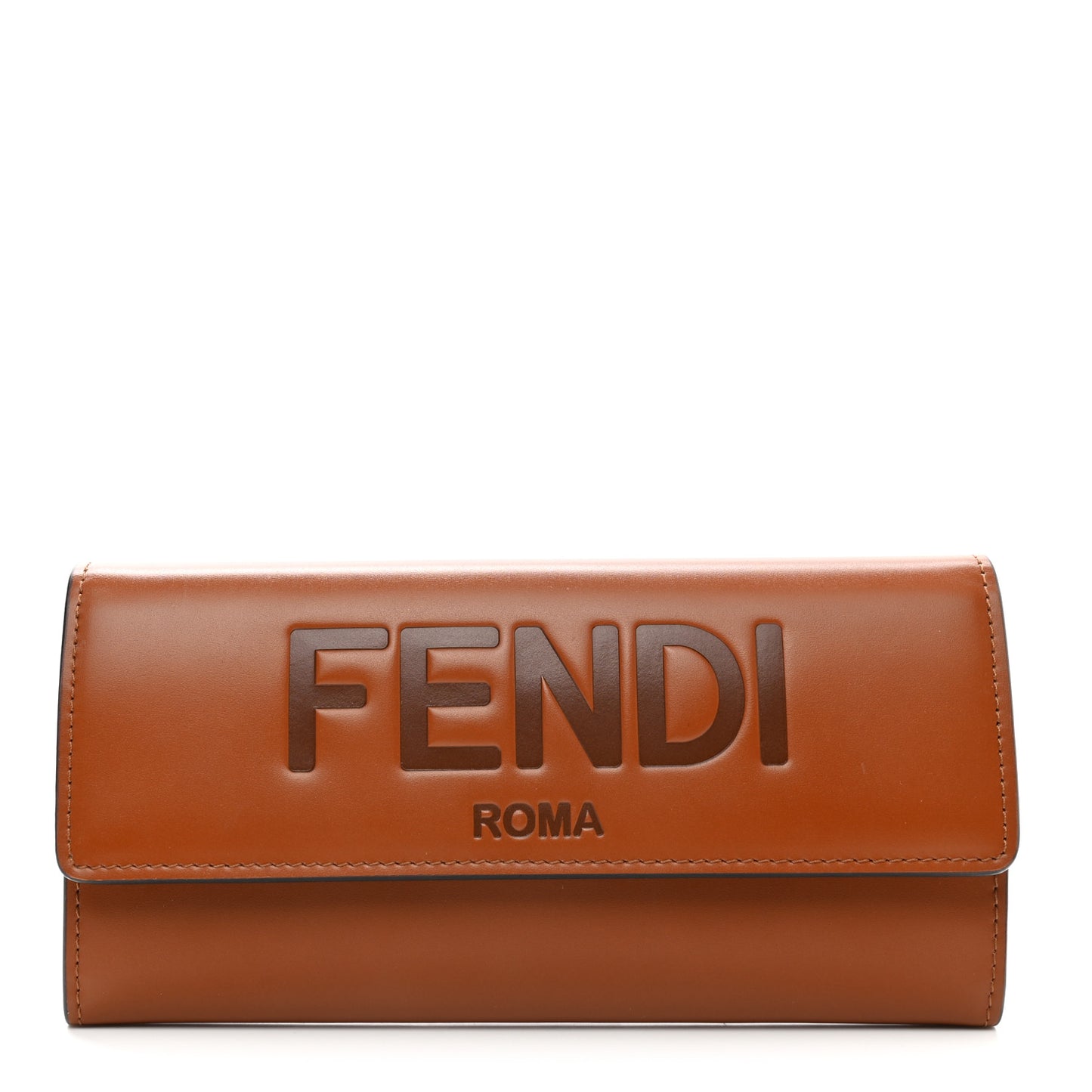Vitello King Tamponato Logo Embossed Continental Wallet Cuoio