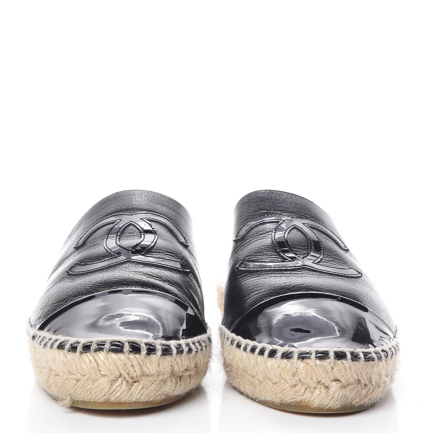 Chanel Goatskin Patent CC Espadrille Mules 39 Black 2 of 12
