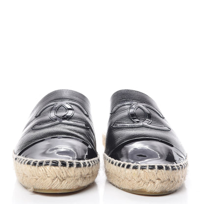 Chanel Goatskin Patent CC Espadrille Mules 39 Black 2 of 12