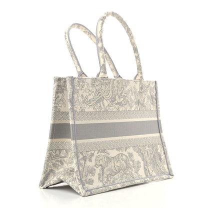 Christian Dior Canvas Embroidered Medium Dioriviera Toile De Jouy Book Tote Gray 3 of 10