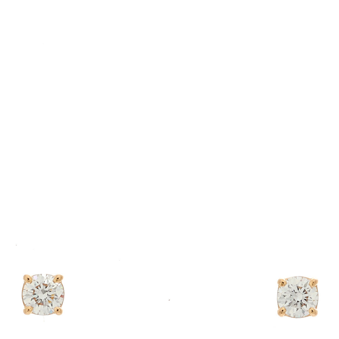 Tiffany 18K Rose Gold Diamond .22ctw Solitaire Earrings 1 of 5