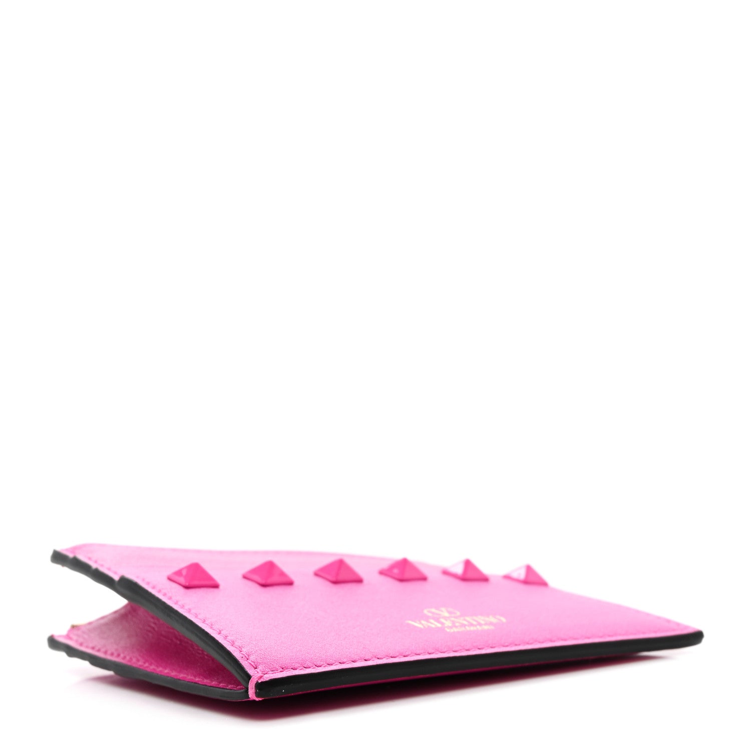Valentino Garavani Nappa Tonal Monochrome Rockstud Coin Case Card Holder Pink PP 4 of 7