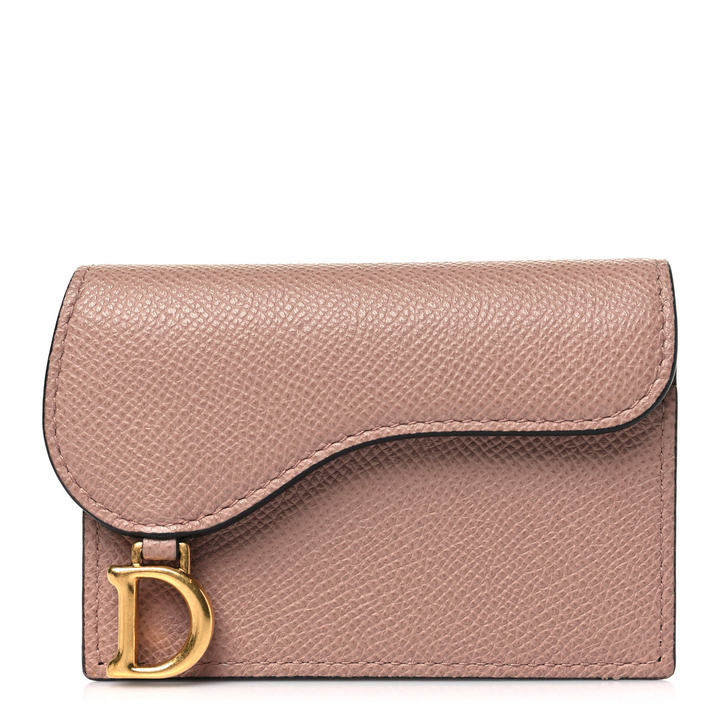 Grained Calfskin Saddle Card Holder Blush