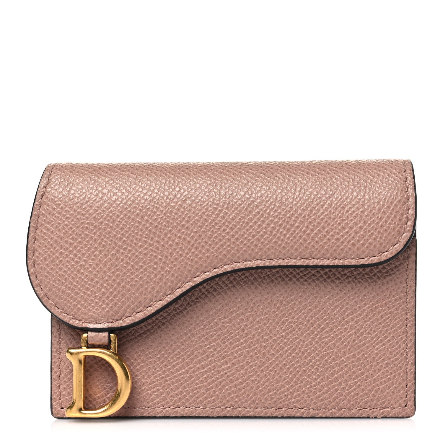 Christian Dior Grained Calfskin Saddle Card Holder Blush 1 of 8