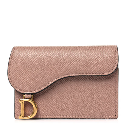 Christian Dior Grained Calfskin Saddle Card Holder Blush 1 of 8