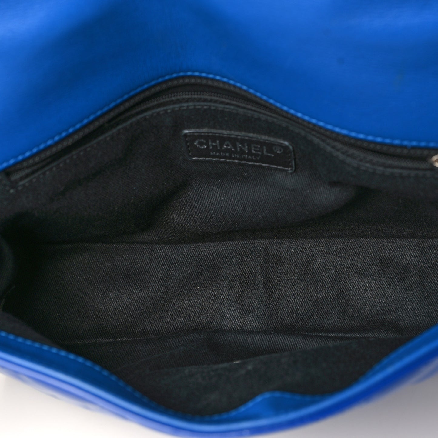 Patent Quilted Large Coco Shine Flap Blue