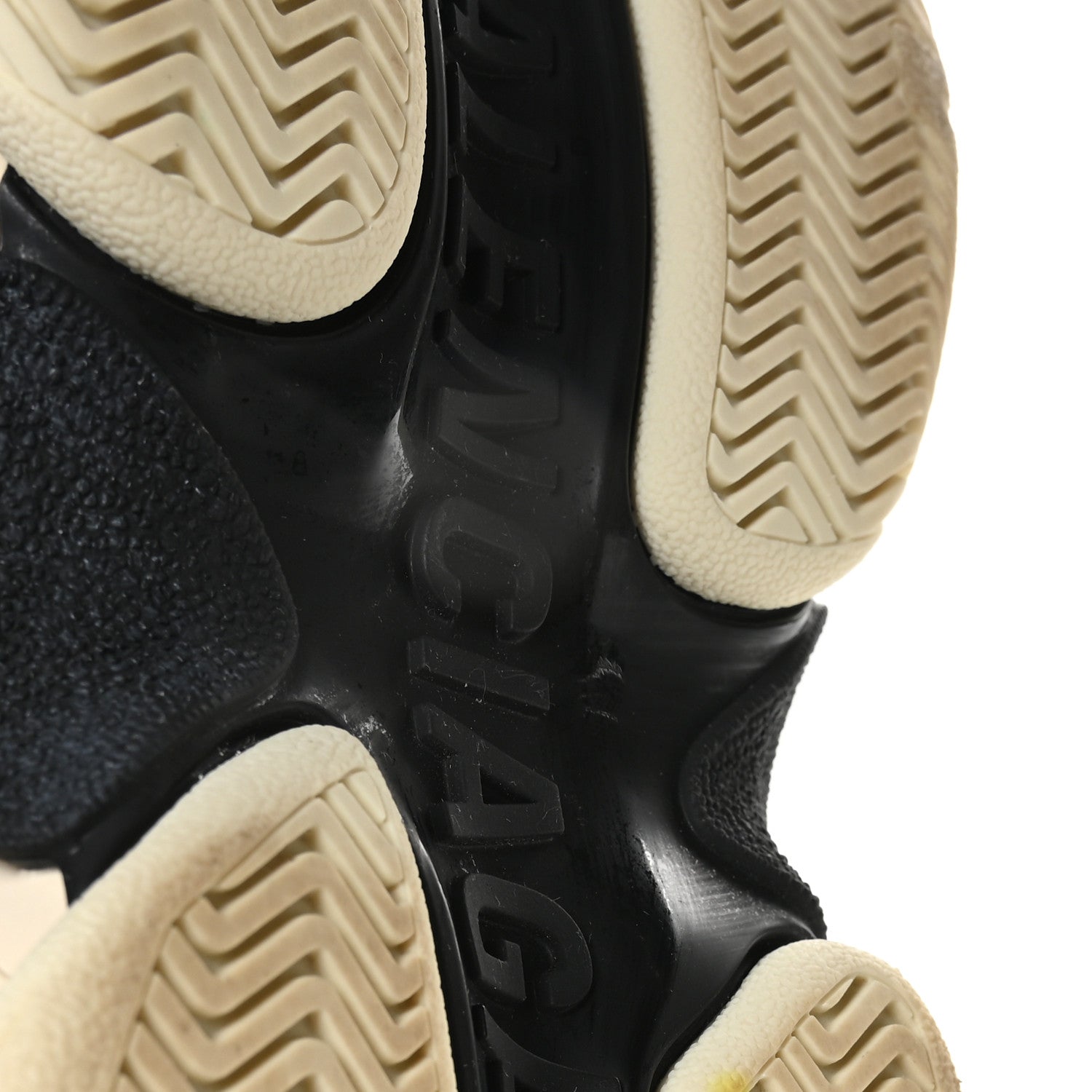 Balenciaga Fabric Mesh Womens Triple S Sneakers 36 Beige Black