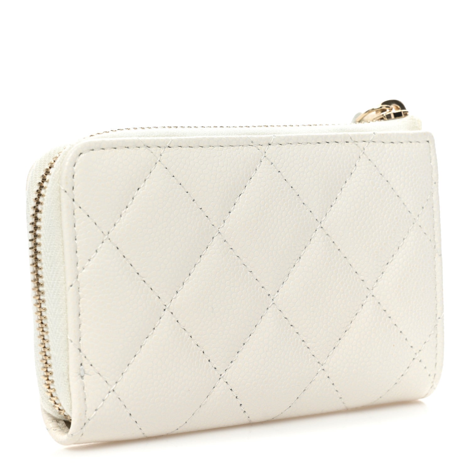 Chanel Caviar Quilted Zipped Key Holder Case White 3 of 12