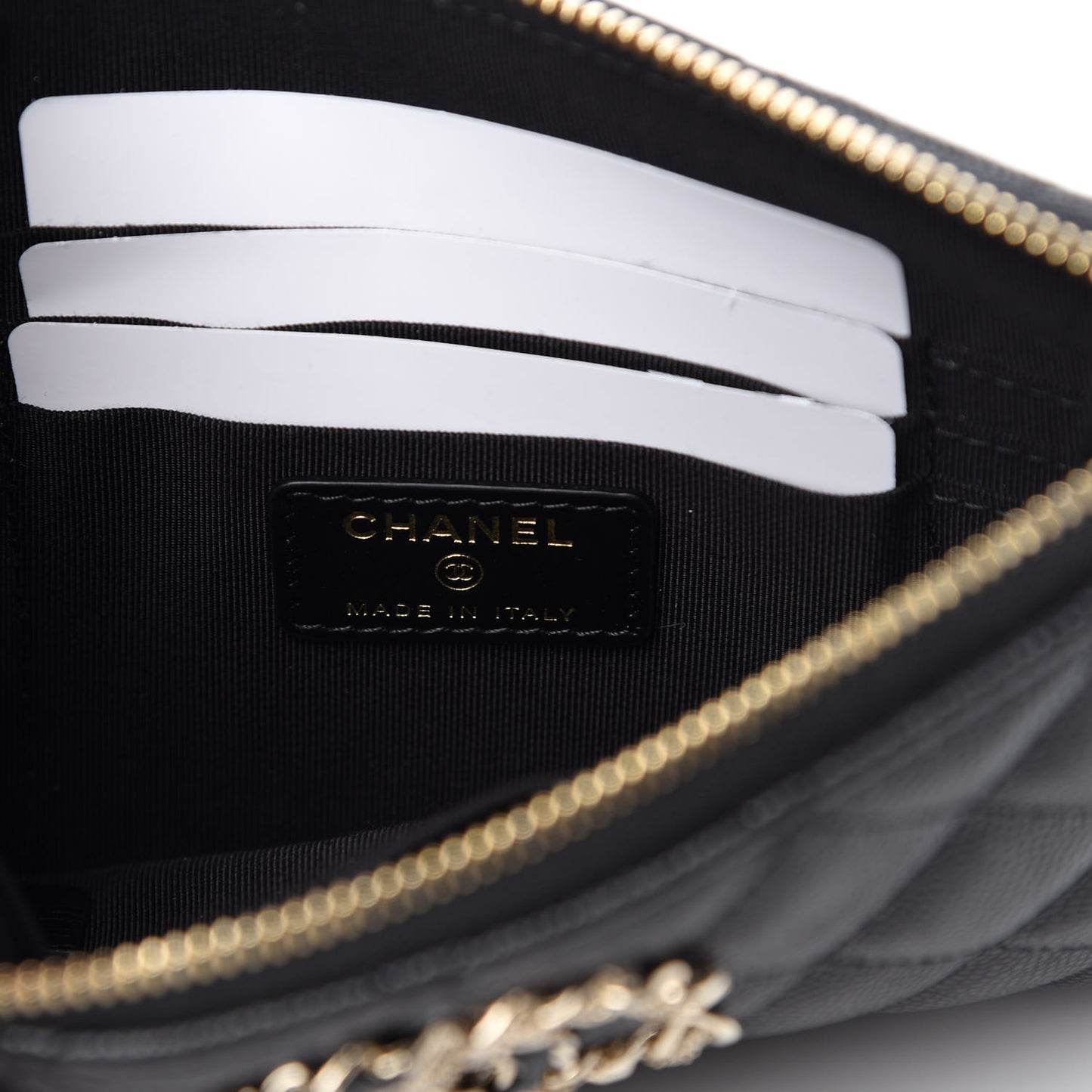 Caviar Quilted French New Wave Small CC Pouch Black