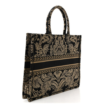 Christian Dior Canvas Embroidered Large Ornamental Cornely Effect Book Tote Black Beige 5 of 19