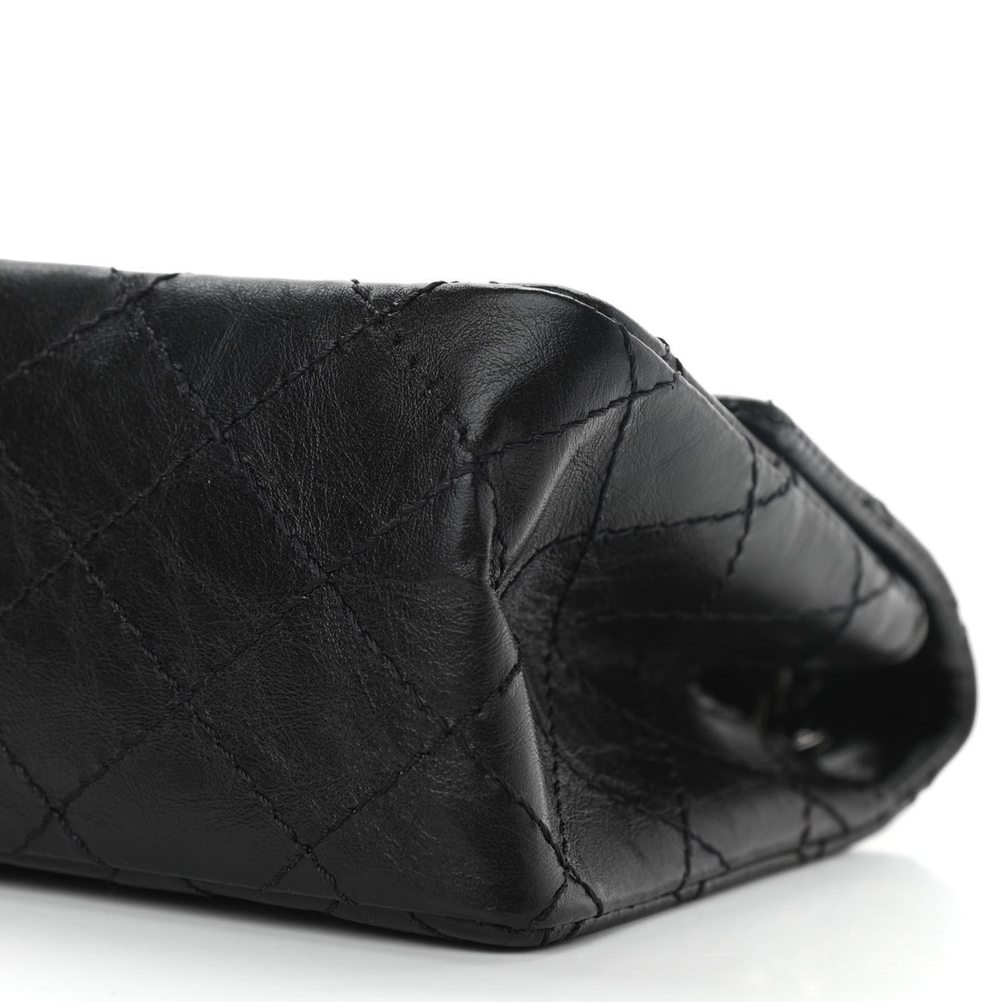 Aged Calfskin Quilted 2.55 Reissue Mini Flap So Black