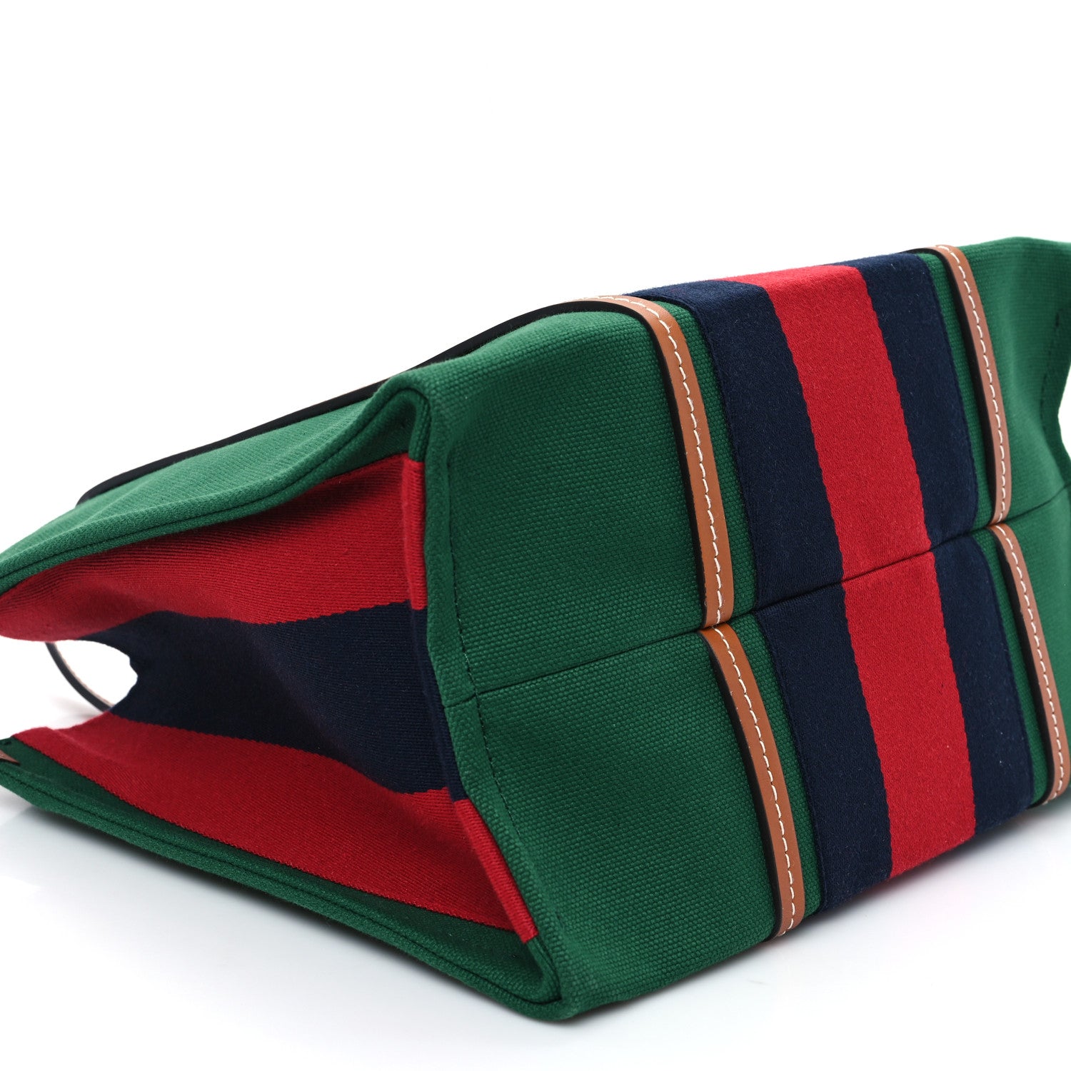 Gucci Canvas Calfskin Web Small Interlocking G Tote Bag Green Red 8 of 9