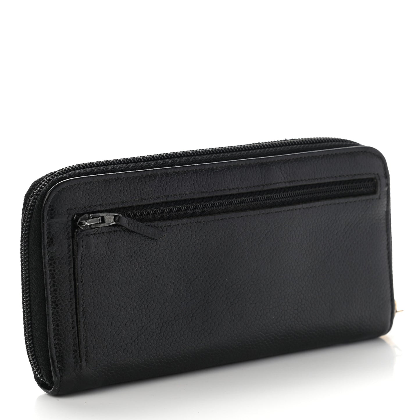 Caviar Large Timeless CC Zip Around Wallet Black