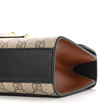 Gucci GG Supreme Monogram Calfskin Small Padlock Shoulder Bag Beige Black Cuir 10 of 12