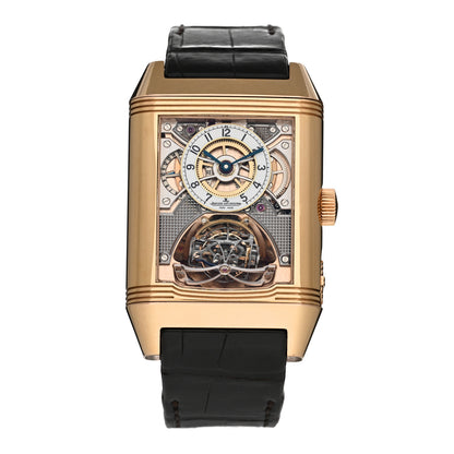 Jaeger-LeCoultre 18K Rose Gold Alligator Reverso Gyrotroubillon Manual Winding Watch 247.2.07 1 of 6