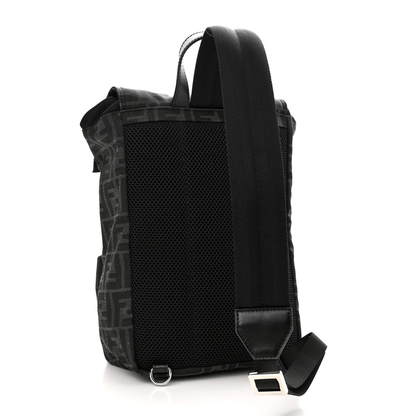 Recycled Fabric Jacquard Vitello Astro FF 1974 Small Fendiness Backpack Asfalto Black