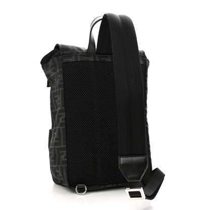 Fendi Recycled Fabric Jacquard Vitello Astro FF 1974 Small Fendiness Backpack Asfalto Black 2 of 9