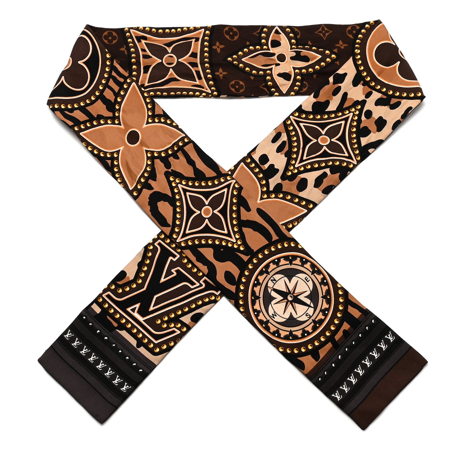 Silk Monogram LV World Bandeau Brown