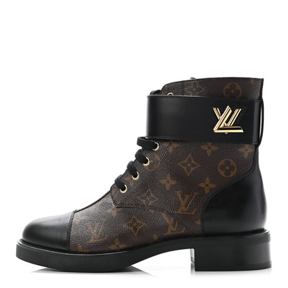 Louis Vuitton Monogram Calfskin Wonderland Flat Ranger Boots 40 Black 1 of 11