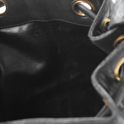 Chanel Lambskin Quilted Drawstring Bag Black 11 of 19