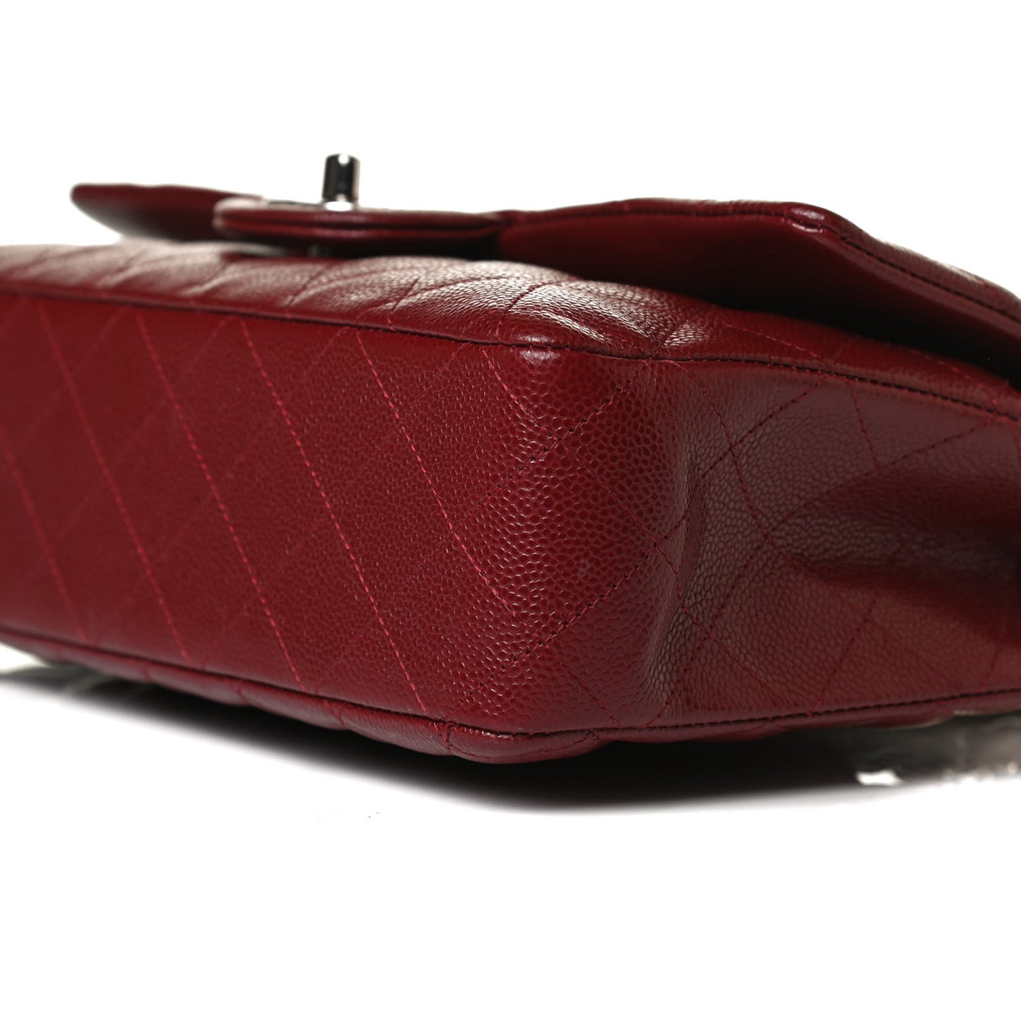 Caviar Quilted Medium Double Flap Dark Red
